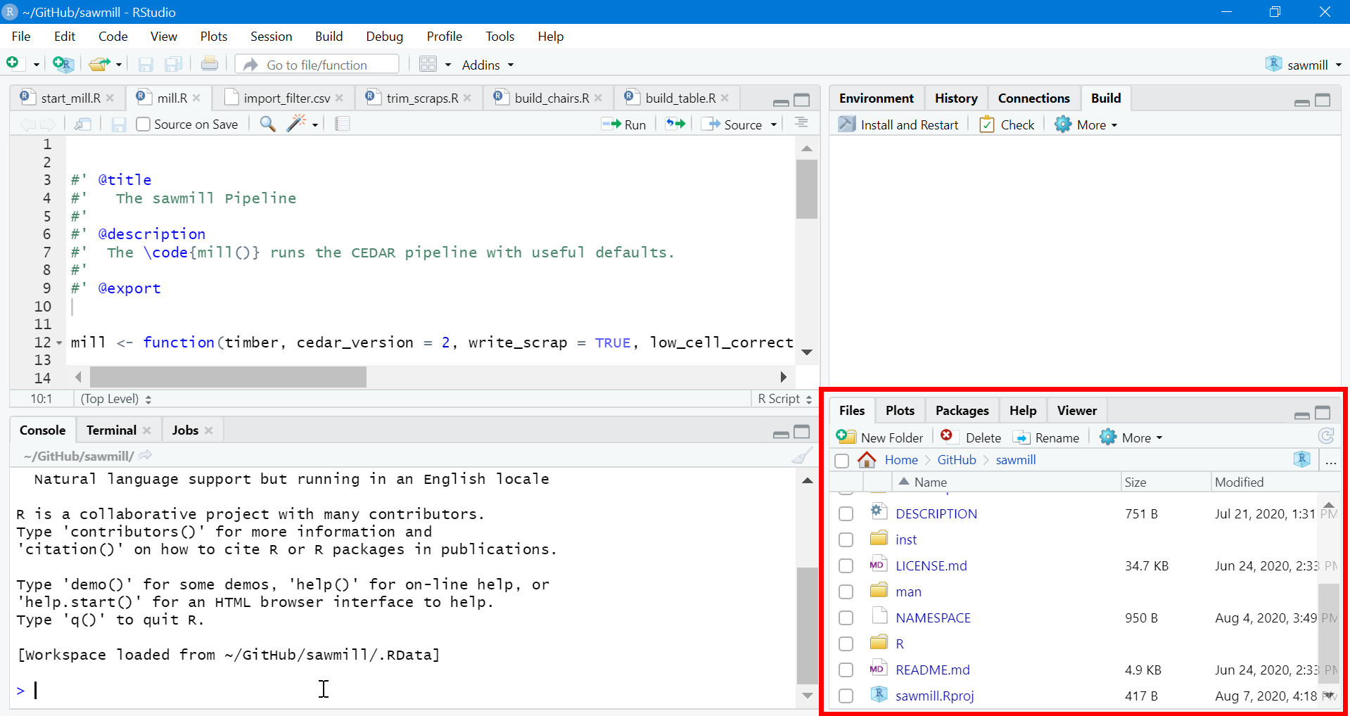 Image of RStudio with lower right region highlighted to show the location of the navigation pane.