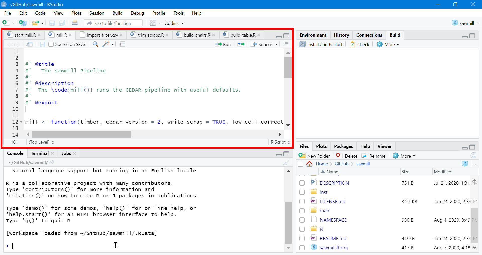 Image of RStudio with upper left region highlighted to show the location of the script editor.