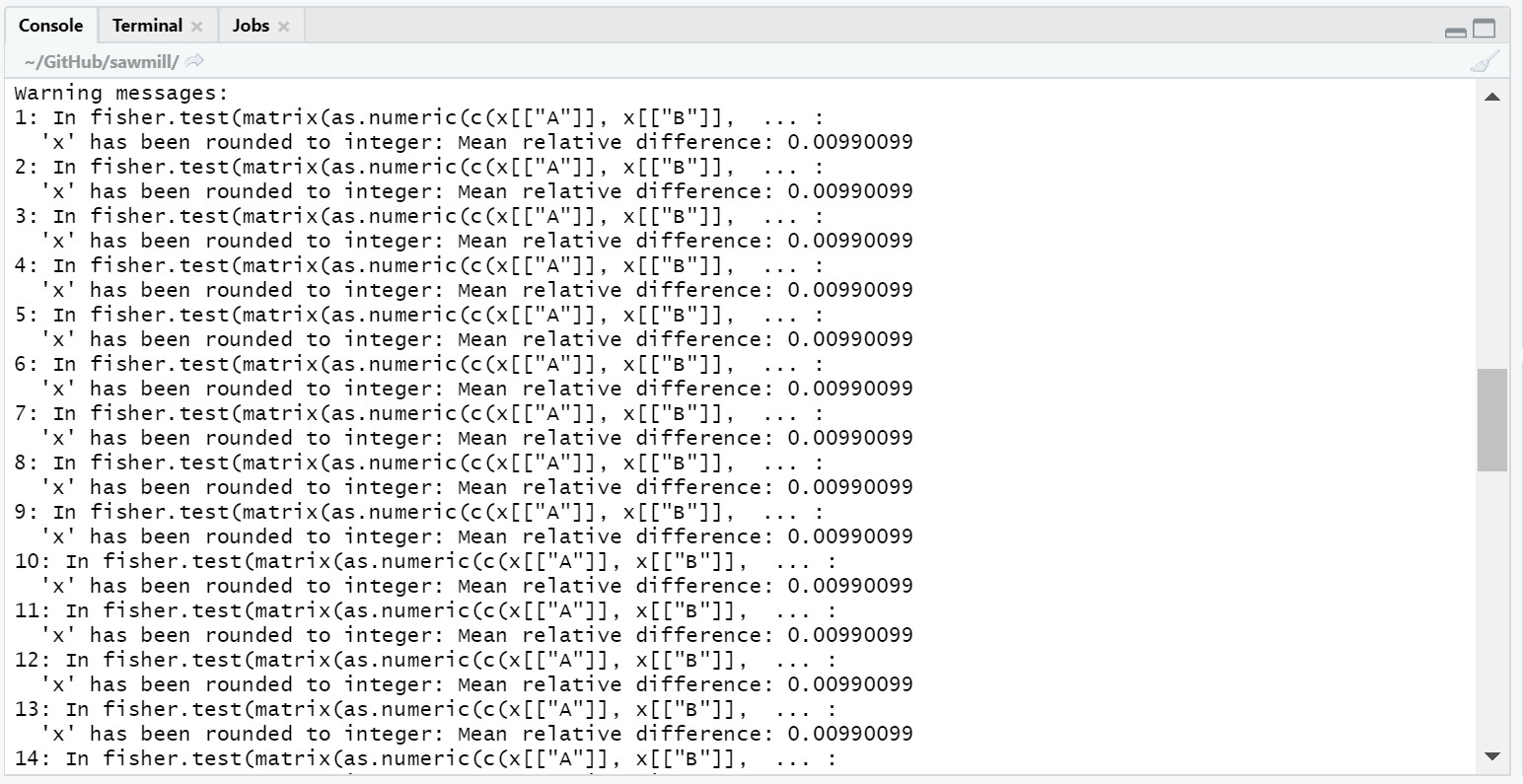 Image of generic warnings in the console tab.