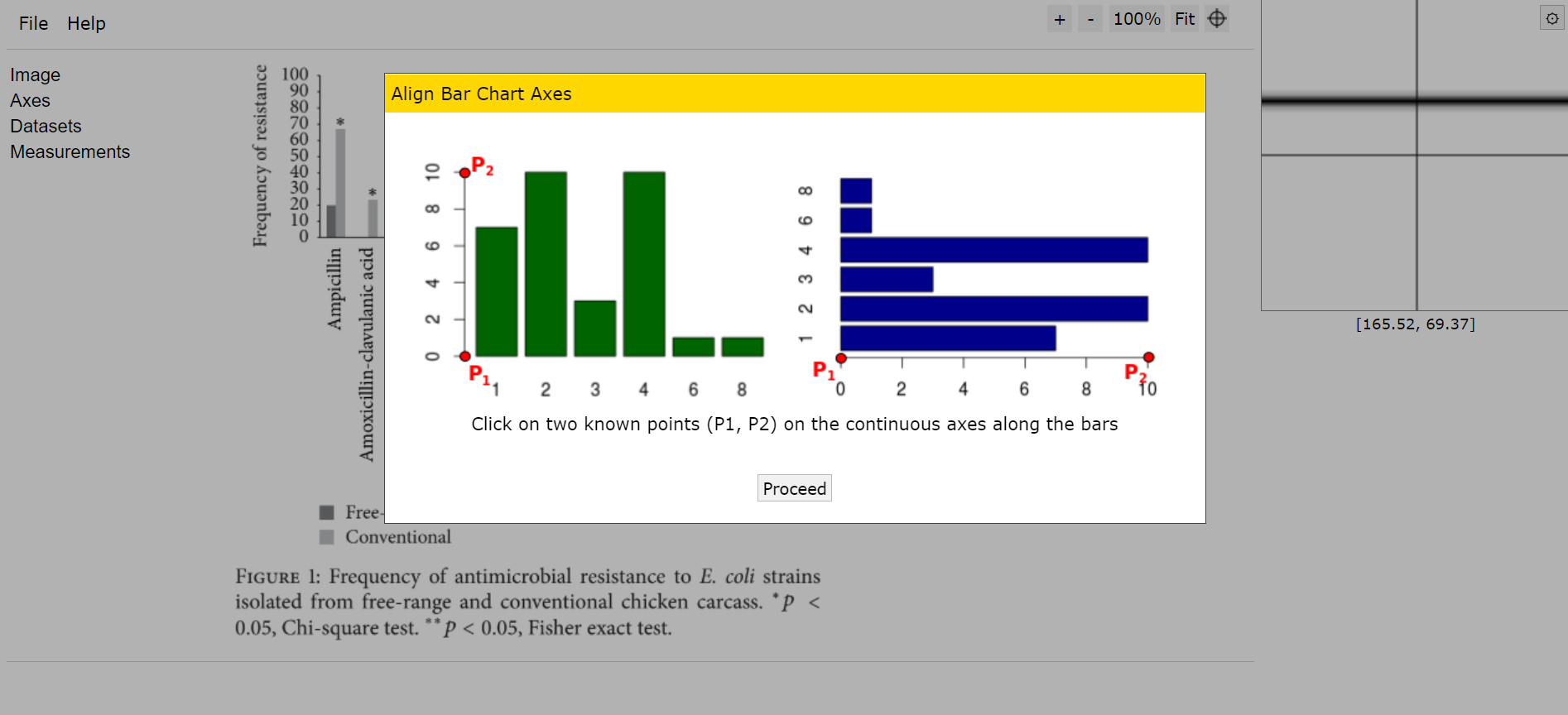 An image showing where to place calibration points for this example.